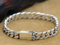 Bracelet argent Sterling 925 véritable 8 mm, style punk massif unisexe. Certifié, 20 g, haute qualité AAAA. Bijou durable, élégant et intemporel.