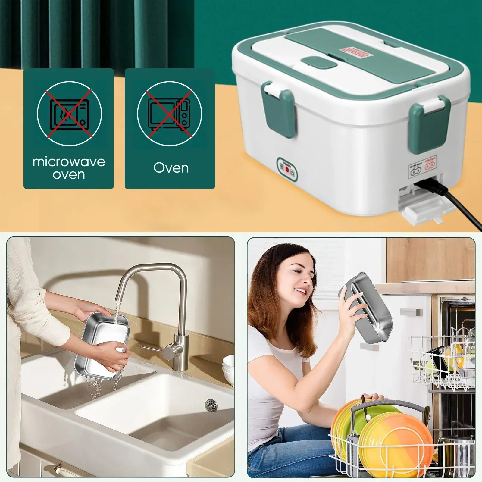 Boîte à Déjeuner Électrique 1.8L 80W – Chauffe-Plats 12V/24V/220V Port. rapide 3 Boîte à Déjeuner Électrique 1.8L 80W – Chauffe-Plats 12V/24V/220V Port. rapide – Image 3