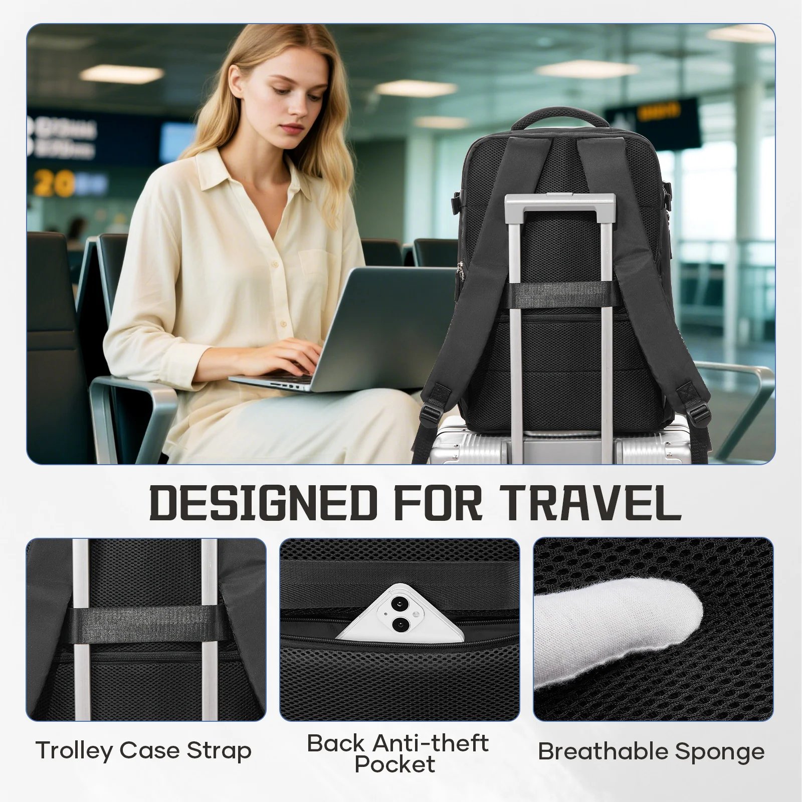 Sac Cabine EasyJet 45x36x20 – Sac à Dos Voyage Sous Vide 20-35L Env. rapide 6 Sac Cabine EasyJet 45x36x20 – Sac à Dos Voyage Sous Vide 20-35L Env. rapide – Image 6