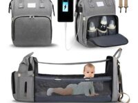 Sac à dos à langer avec lit bébé pliant, grande capacité, léger et pratique. Idéal pour sorties, voyages et jeunes parents. Confort, organisation et sécurité.