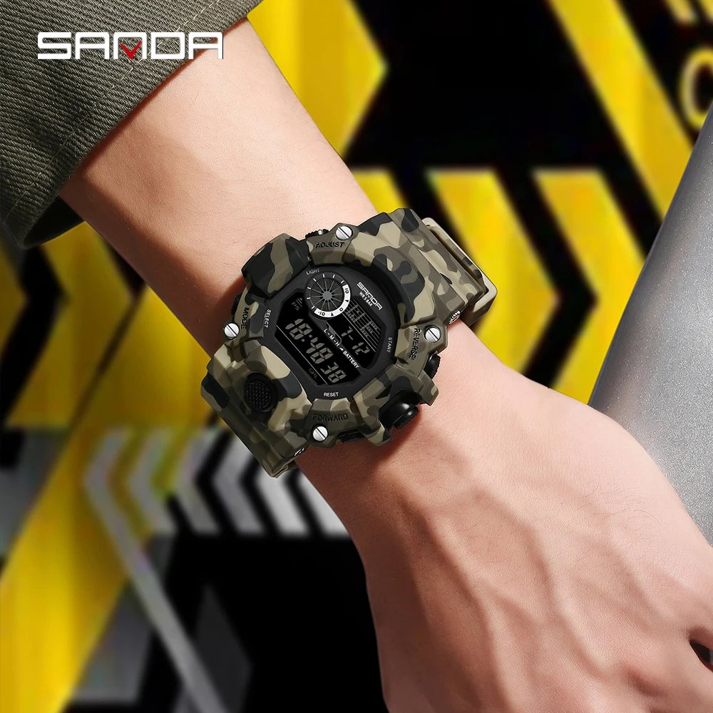 Montre Électronique Homme SANDA Camouflage Militaire – Montre Digitale Étanche Multifonction Liv. rapide 3 Montre Électronique Homme SANDA Camouflage Militaire – Montre Digitale Étanche Multifonction Liv. rapide – Image 3