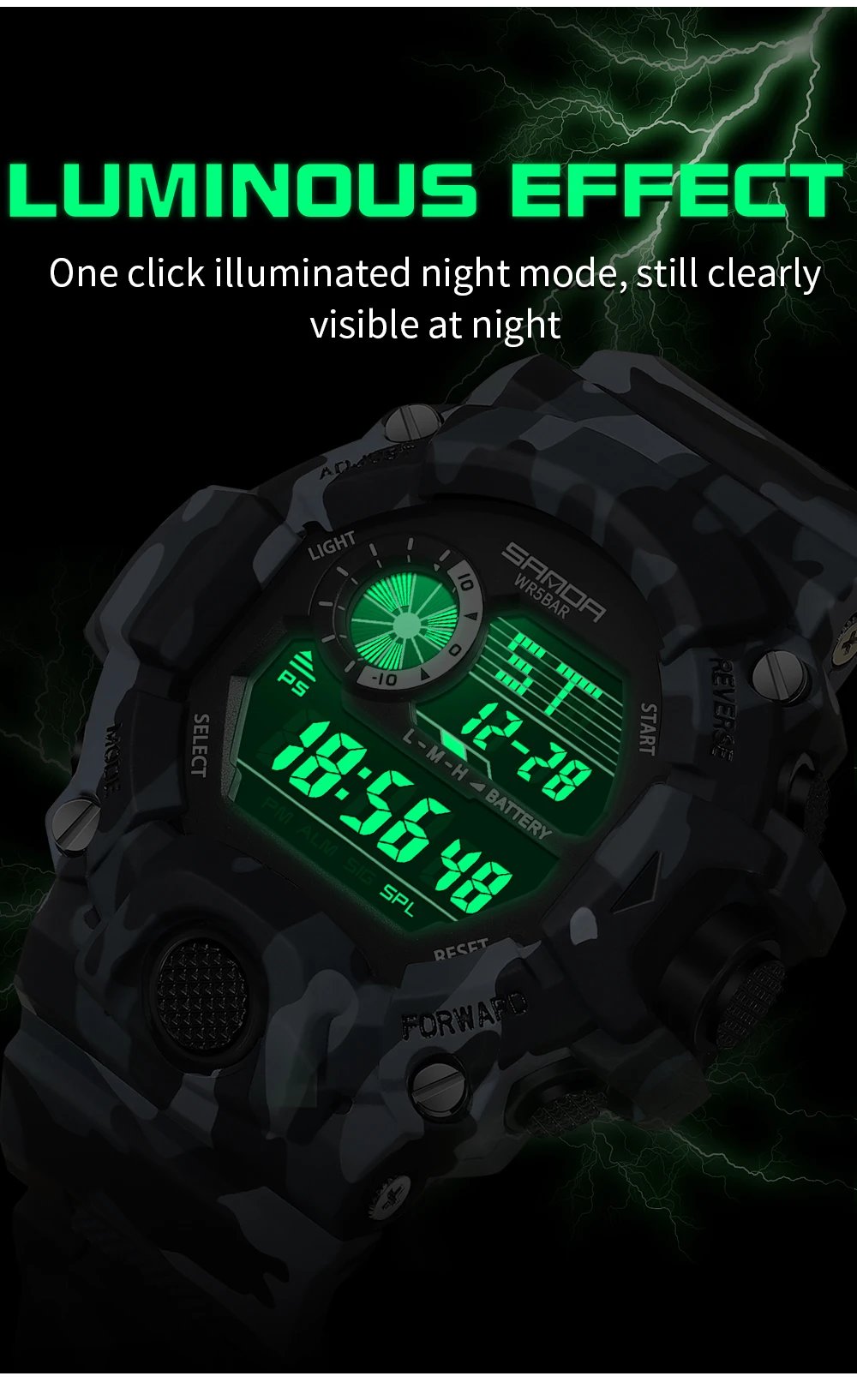 Montre Électronique Homme SANDA Camouflage Militaire – Montre Digitale Étanche Multifonction Liv. rapide 4 Montre Électronique Homme SANDA Camouflage Militaire – Montre Digitale Étanche Multifonction Liv. rapide – Image 4