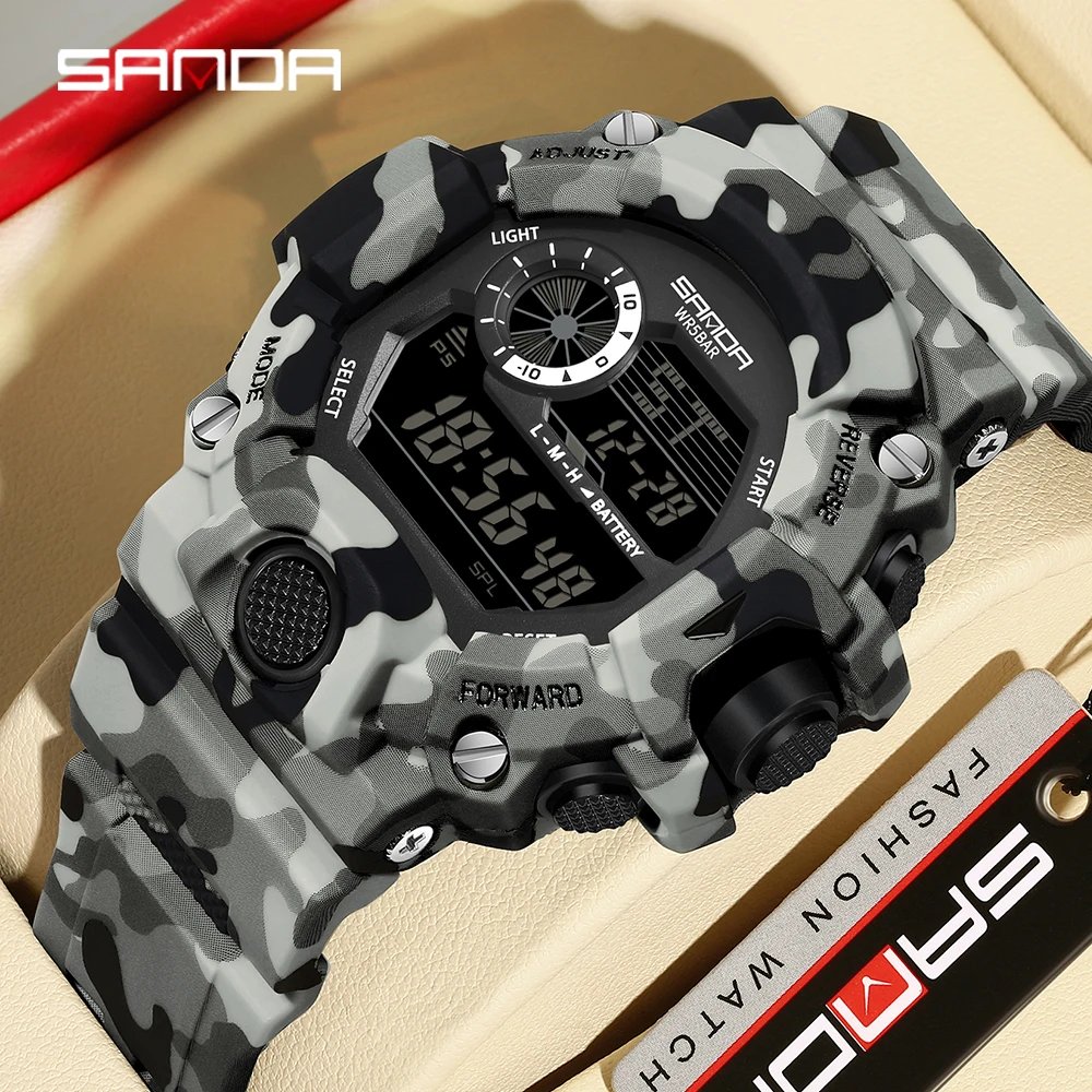 Montre Électronique Homme SANDA Camouflage Militaire – Montre Digitale Étanche Multifonction Liv. rapide 2 Montre Électronique Homme SANDA Camouflage Militaire – Montre Digitale Étanche Multifonction Liv. rapide – Image 2