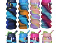 Gourde pliable silicone 500 ml, camouflage, étanche et réutilisable. Ultra‑portable avec mousqueton. Idéale sport, randonnée, voyage et outdoor. Sans BPA.