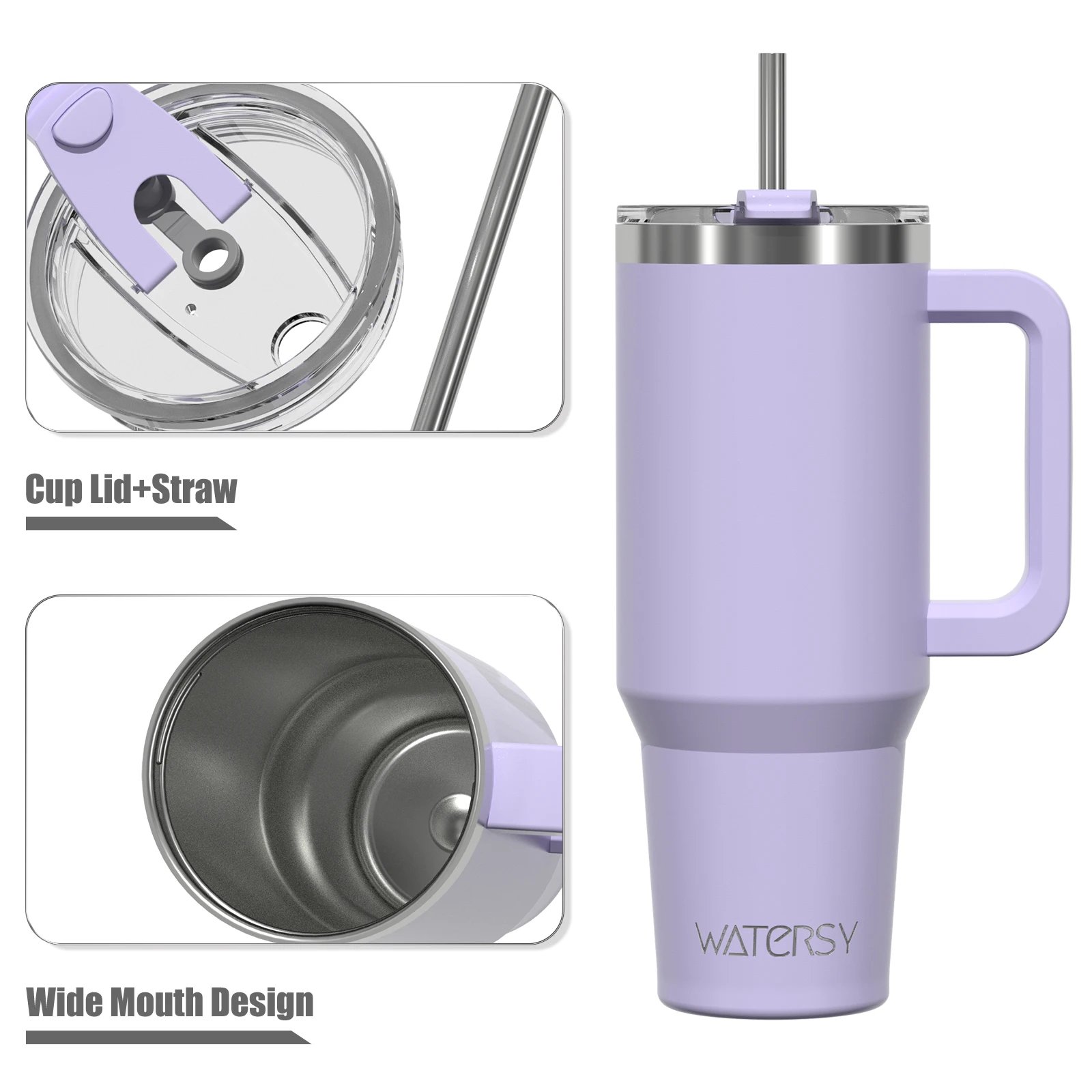 Watersy Gobelet Isotherme 30/40 oz – Grande capacité, poignée & paille, inox 304, double isolation sous vide, café & boissons froides Port. rapide 2 Watersy Gobelet Isotherme 30/40 oz – Grande capacité, poignée & paille, inox 304, double isolation sous vide, café & boissons froides Port. rapide – Image 2