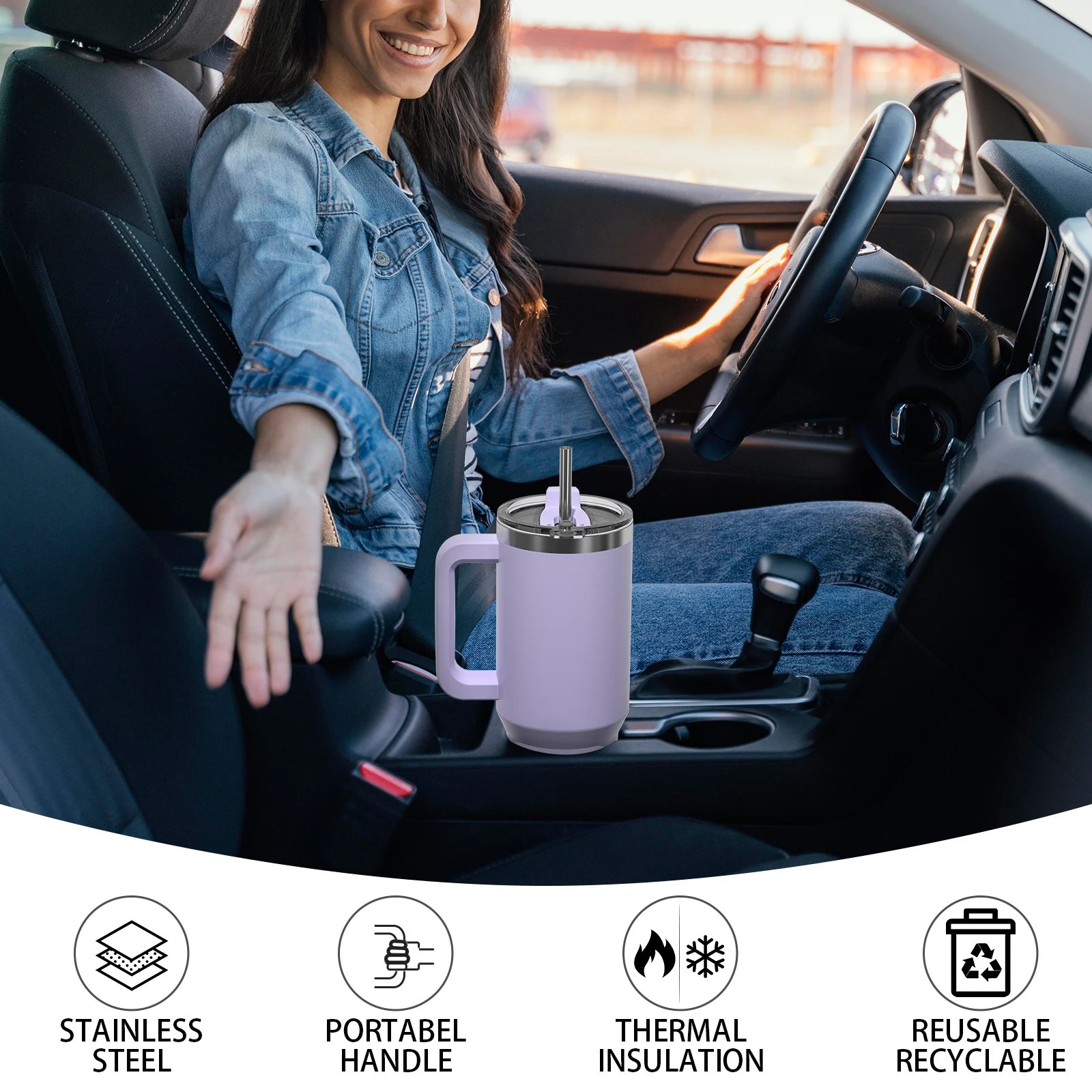 Watersy Gobelet Isotherme 30/40 oz – Grande capacité, poignée & paille, inox 304, double isolation sous vide, café & boissons froides Port. rapide 6 Watersy Gobelet Isotherme 30/40 oz – Grande capacité, poignée & paille, inox 304, double isolation sous vide, café & boissons froides Port. rapide – Image 6