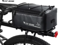 Sacoche de selle WEST BIKING 4L : imperméable, réfléchissante, grande capacité, housse de pluie incluse. Idéale VTT, vélo de route et mobilité douce.