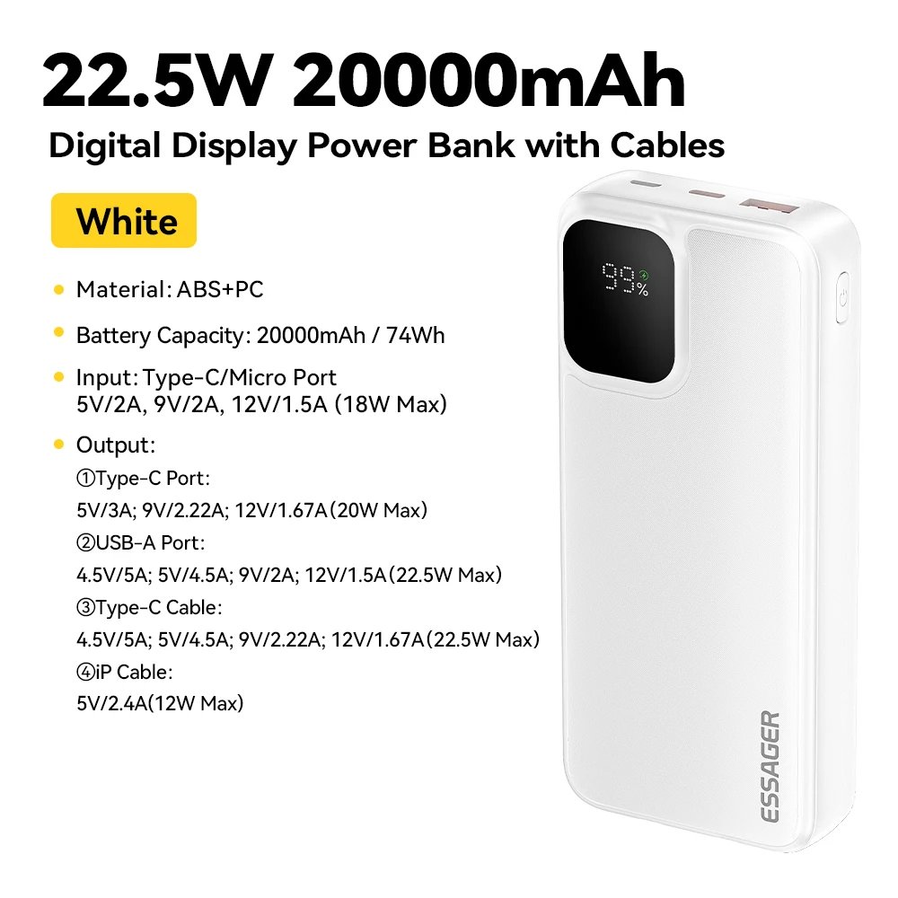 20000mAh White