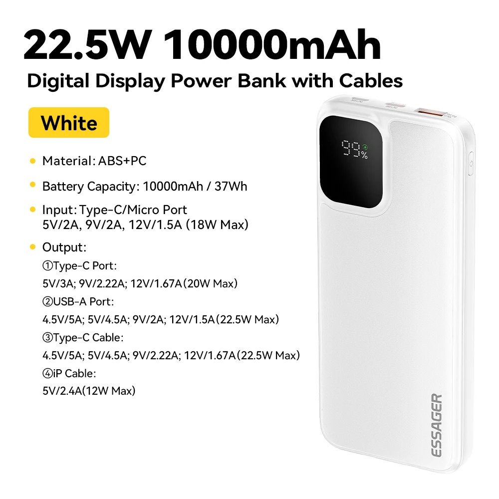 10000mAh White
