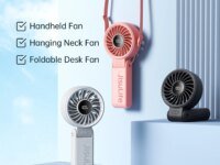Ventilateur portable JISULIFE Life7 : 5 vitesses, LED, batterie 5000 mAh, pliable 150°. Compact, puissant et 3‑en‑1 pour la main, le bureau ou le cou