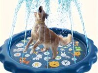Bassin de bain extérieur pour chien : robuste, antidérapant, avec pulvérisation d’eau et refroidissement glacé. Idéal pour rafraîchir votre animal en été.