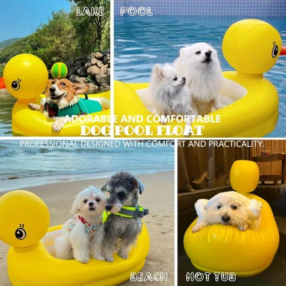 Bouée gonflable 2‑en‑1 pour chien – Canard jaune, PVC pliable, jusqu’à 10 kg, jouet interactif piscine & été Port. gratuit 6 Bouée gonflable 2‑en‑1 pour chien – Canard jaune, PVC pliable, jusqu’à 10 kg, jouet interactif piscine & été Port. gratuit – Image 6