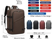Sac à dos KONO 44×33×20 cm, 29 L, homologué avion. Ouverture valise, poches organisées, 3 modes de transport, polyester résistant. Idéal voyage & week‑end.