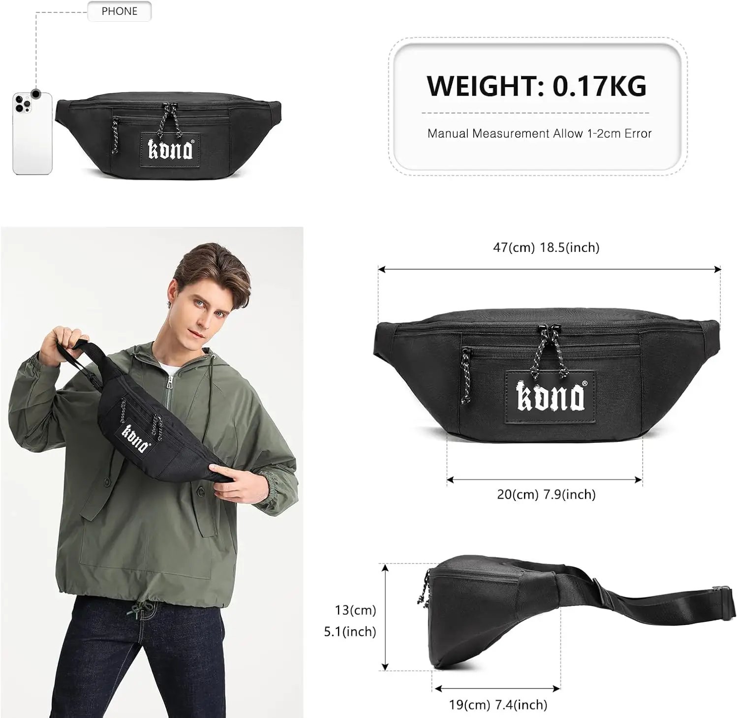 đ Sac banane multifonction KONO â Grande capacitĂ© | ImpermĂ©able | Tissu Oxford premium | IdĂ©al plein air, sport & voyages (Unisexe) Liv. rapide 3 đ Sac banane multifonction KONO â Grande capacitĂ© | ImpermĂ©able | Tissu Oxford premium | IdĂ©al plein air, sport & voyages (Unisexe) Liv. rapide â Image 3