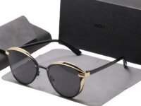 Lunettes de soleil rétro œil de chat pour femmes, monture métal, verres miroir polarisés UV400. Style chic, confort quotidien et protection optimale.