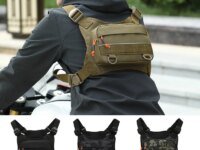 Sac de poitrine tactique SCIONE unisexe, léger, nylon résistant, système Molle, réfléchissant. Idéal randonnée, cyclisme, moto, course, voyage. Confort & sécurité.