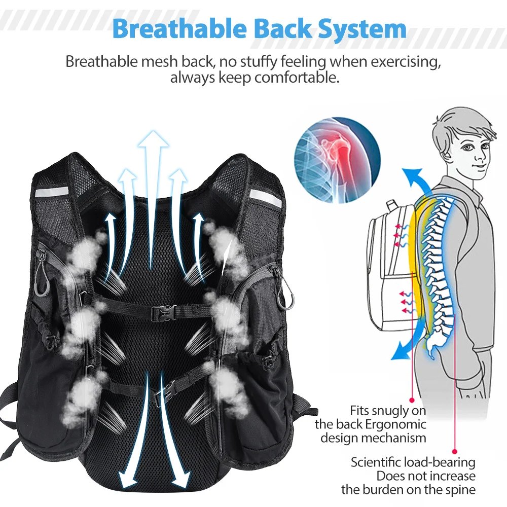 Sac à dos de course NEWBOLER 10L – Ultra‑léger, respirant, avec sac d’hydratation | Running, Cyclisme, Marathon, Randonnée Liv. rapide 2 Sac à dos de course NEWBOLER 10L – Ultra‑léger, respirant, avec sac d’hydratation | Running, Cyclisme, Marathon, Randonnée Liv. rapide – Image 2