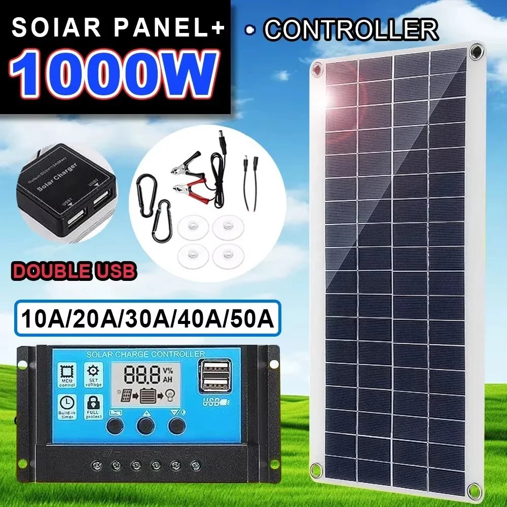 Panneau Solaire Nomade 12V 1000W Kit Énergie Portable pour Camping et Extérieur Liv. rapide 1 Panneau Solaire Kit complet pour installation nomade