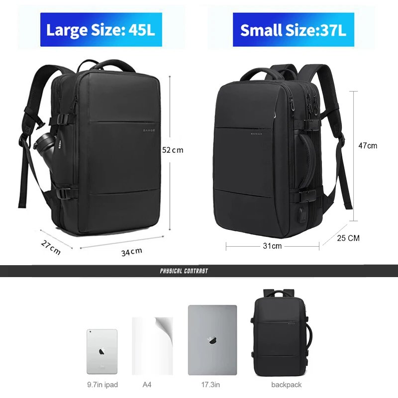 Sac à Dos BANGE Extensible Étanche Grande Capacité Ordinateur 17" Env. rapide 3 Sac à Dos BANGE Extensible Étanche Grande Capacité Ordinateur 17" Env. rapide – Image 3