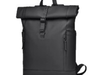 Sac Cargo à dos homme LANGYUN en cuir PU noir imperméable. Grande capacité, compartiment ordinateur 15.6 pouces, poches intérieures, style décontracté professionnel. Idéal travail, études, déplacements. Catégorie Sacs Cargo Utilitaires.