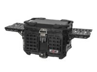 Coffre moto 45L en alliage aluminium. Universel, étanche, serrure antivol, plateau latéral extensible, coussin dossier, montage rapide, dégagement rapide. Idéal voyage, moto utilitaire, aventure. Catégorie Sacs Cargo Utilitaires.