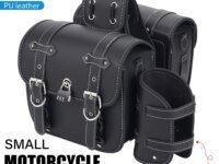 Sacoche de selle moto universelle rétro. Sac latéral étanche PU, doublure Oxford épaissie, montage facile, serrure à code, poche bouteille, ensemble deux sacoches. Idéal Bikers, moto rétro, nomadisme, rangement utilitaire. Catégorie Sacs Cargo Utilitaires.