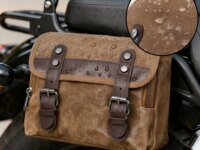 Sacoche moto rétro WUMFIRE en toile cirée imperméable. Sac latéral universel pour BMW R1250GS ADV, Honda NC750X et autres motos. Idéal pour voyage, outils, accessoires et équipement de motard nomade. Catégorie Sacs Cargo Utilitaires.