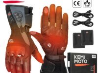 Gants chauffants moto KEMITOUR avec batteries rechargeables 2500mAh ou 3000mAh. Imperméables, écran tactile, trois niveaux de chaleur, autonomie longue durée jusqu'à 6 heures. Idéals pour moto, motoneige, randonnée, vélo et activités outdoor hivernales.