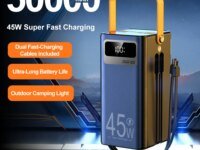 Méta Description SEO Batterie externe portable 50000mAh avec charge rapide 45W, câbles intégrés, écran numérique et lampe LED. Compatible smartphones, tablettes et appareils USB C. Idéale pour camping, voyage et utilisation nomade.